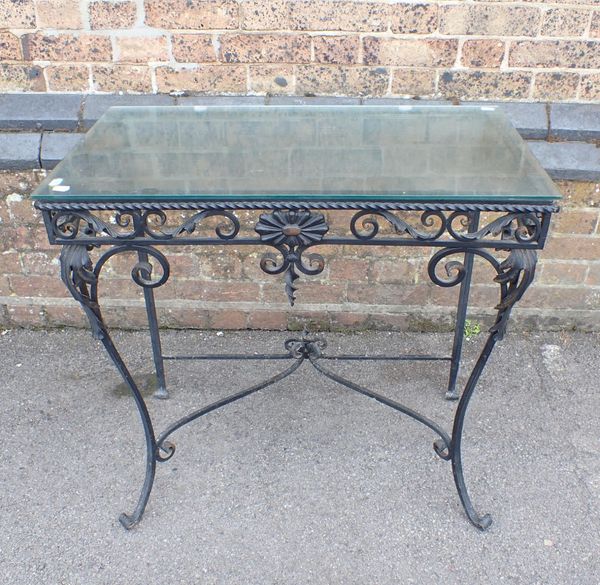 AN ITALIANATE WROUGHT-IRON CONSOLE TABLE