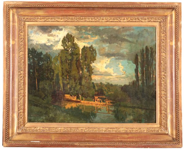 LOUIS ADOLPHE HERVIER (1818-1879) A river landscape