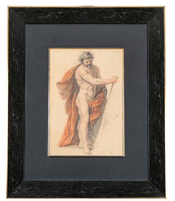 ASCRIBED TO JOHN HAMILTON MORTIMER (1740-1779) 'Bearded male nude holding a staff'