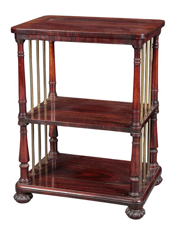 A GEORGE IV ROSEWOOD WHATNOT IN THE MANNER OF GILLOWS