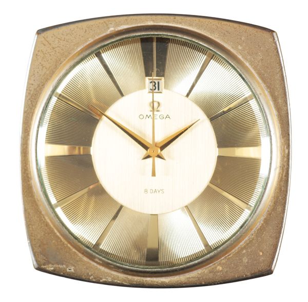 OMEGA: A GOLD PLATED DESK CLOCK