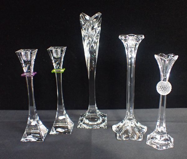 TWO NACHTMANN CRYSTAL CANDLESTICKS