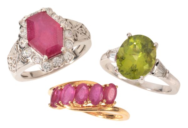 THREE GEM-SET RINGS