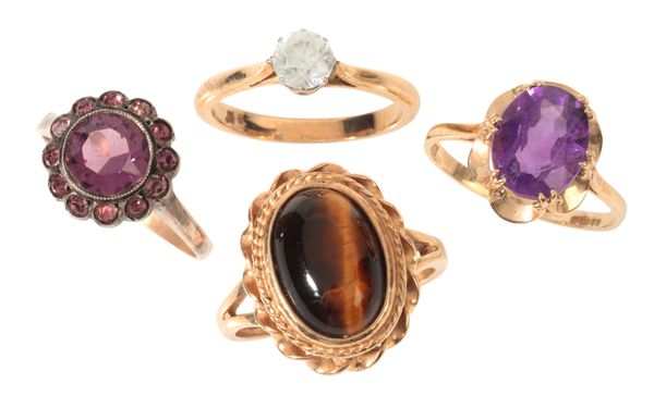 A COLLECTION OF GEM-SET RINGS