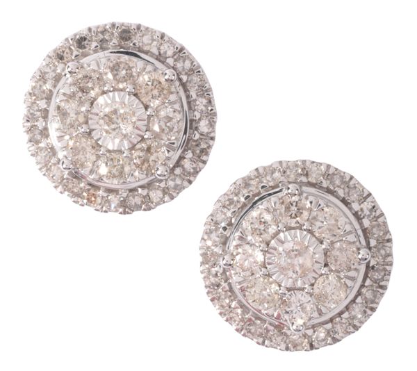 A PAIR OF DIAMOND CLUSTER EARRINGS