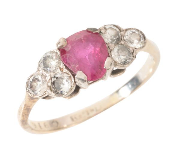 A RUBY AND DIAMOND RING