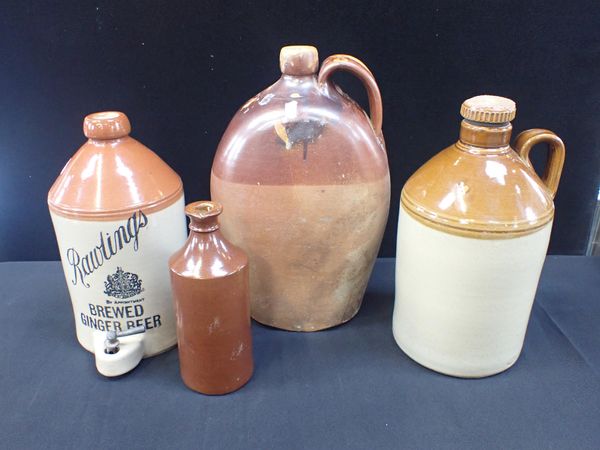 A STONEWARE FLAGON; ' 2, K.AMOR, KILMINGTON'