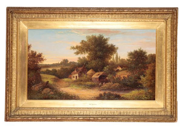 W. YATES (19TH CENTURY) An extensive landscape with a farmstead to the foreground