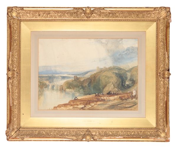 MANNER OF JAMES MALLORD WILLIAM TURNER (1775-1851) An expansive landscape with a group of figures to the foreground