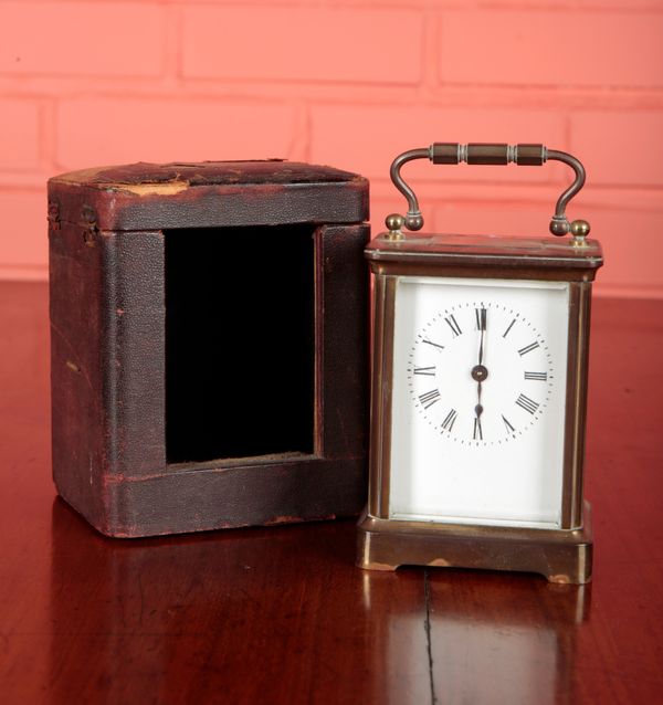 A FRENCH BRASS CARRIAGE CLOCK