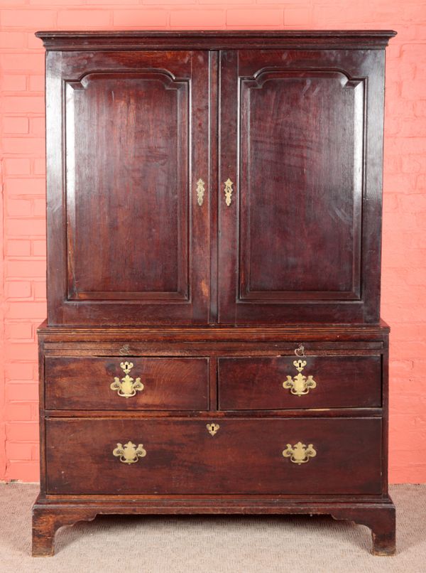 A GEORGE III OAK LINEN PRESS