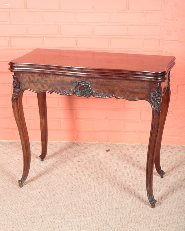 A LOUIS XV STYLE MAHOGANY CARD TABLE