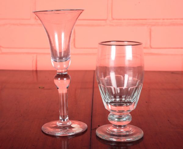 A 19TH CENTURY FLUTED WINE GLASS