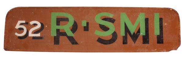 A VINTAGE PAINTED GLASS SHOP SIGN - ‘52 R.SMI’