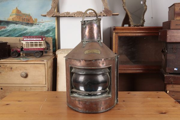 A LATE 19TH/EARLY 20TH CENTURY COPPER STARBOARD LAMP BY WM HARVIE & CO, GLASGOW