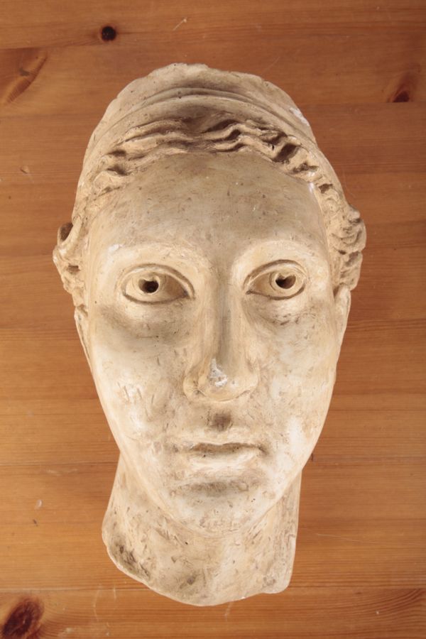 H. WICKS (20TH CENTURY), A plaster Hellenistic portrait face mask