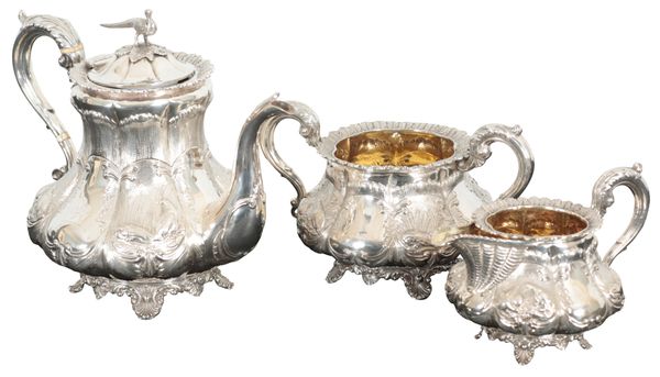 A WILLIAM IV SILVER THREE PIECE TEA SERVICE