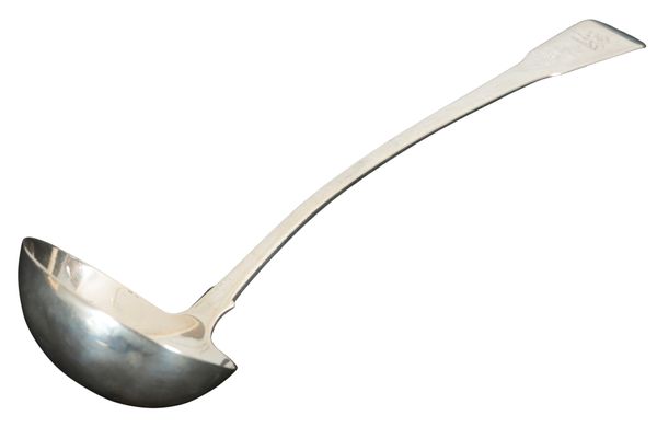 A GEORGE III SILVER FIDDLE PATTERN PUNCH LADLE