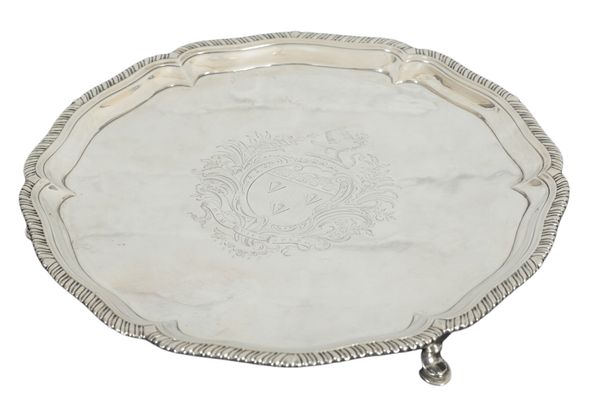 AN EARLY GEORGE III SILVER SALVER