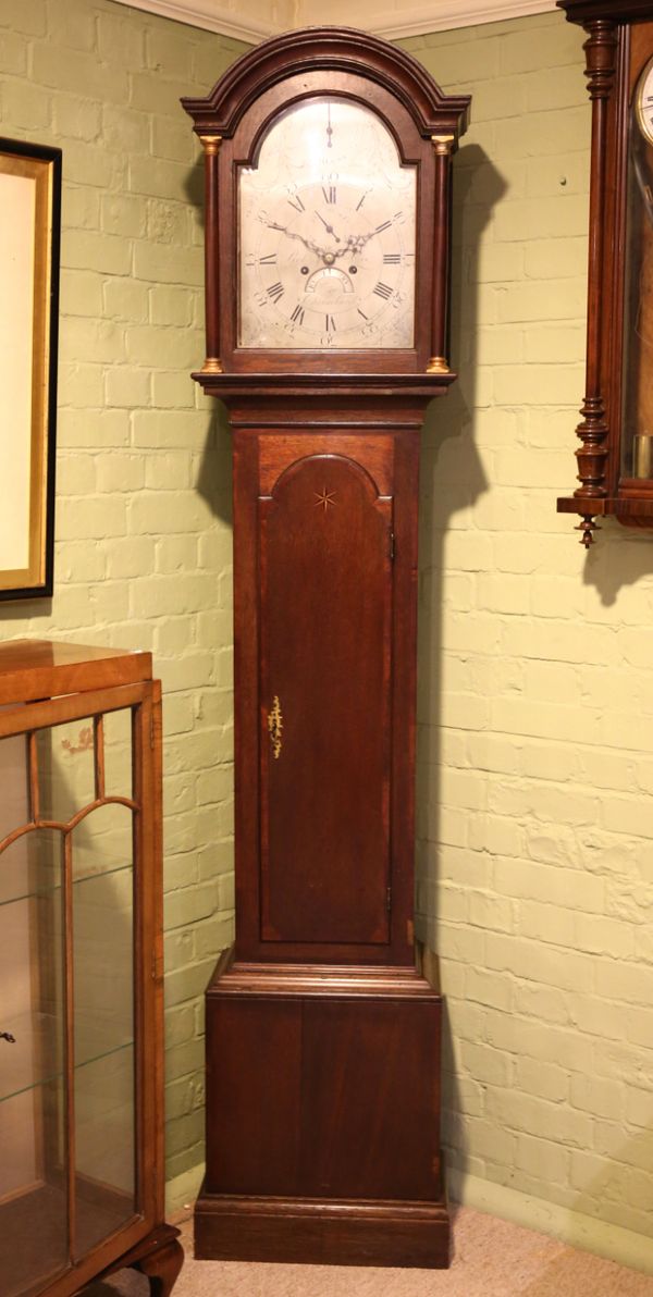 AN OAK LONGCASE CLOCK BY ROBERT COX OF CHRISTCHURCH