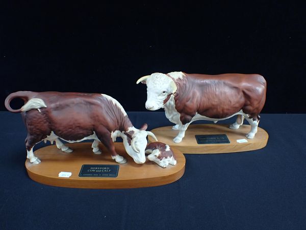 BESWICK HEREFORD BULL & HEREFORD COW AND CALF