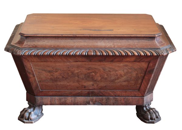 A REGENCY MAHOGANY SARCOPHAGUS WINE COOLER