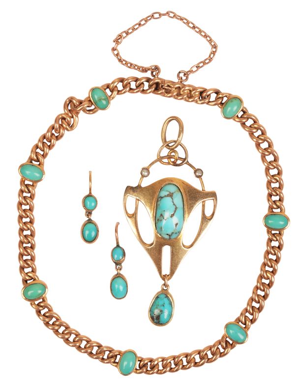 AN ANTIQUE ARTS AND CRAFTS TURQUOISE PENDANT