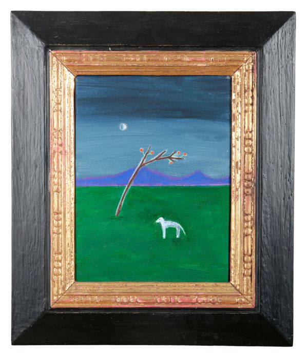 *CRAIGIE AITCHISON (1926-2009) A dog and a tree in a nocturnal landscape