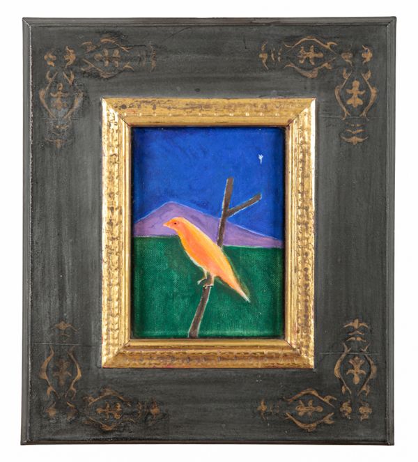 *CRAIGIE AITCHISON (1926-2009) A parrot on a branch in a nocturnal landscape