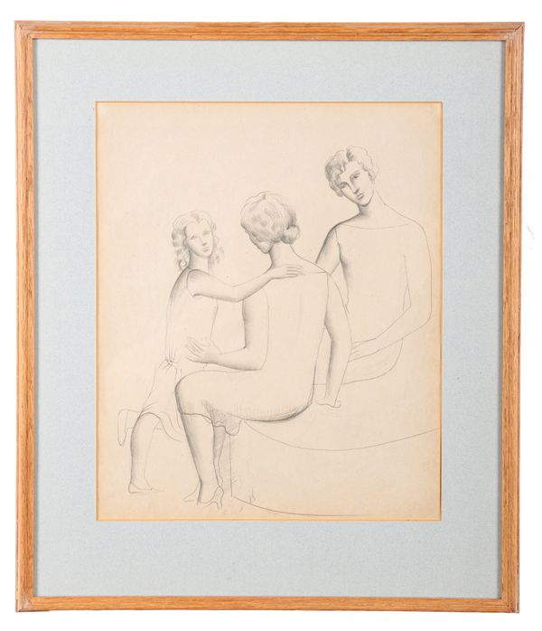 CHRISTOPHER WOOD (1901-1930) Two seated women with a girl