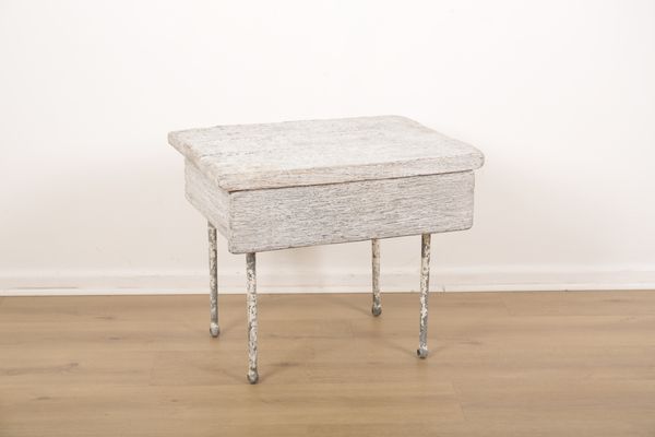 MARTIN SCOREY (1961-2021): A RUSTIC WHITE-PAINTED WOOD SIDE TABLE
