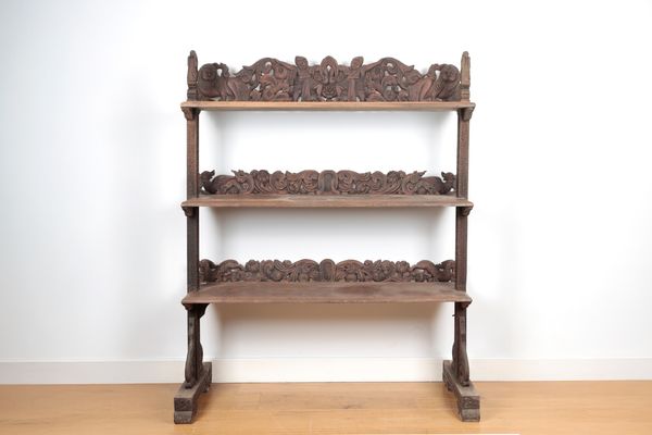 A BURMESE HARDWOOD ETAGERE