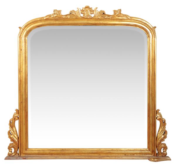 A GILTWOOD OVERMANTEL MIRROR IN ROCOCO STYLE