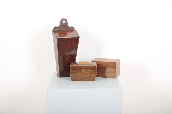 A GEORGE III WALNUT TEA CADDY