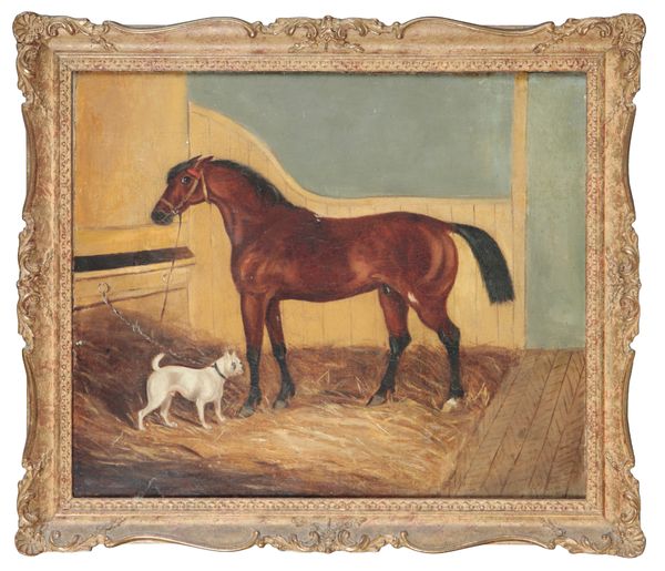 18TH CENTURY SCHOOL 'A bay horse and a bulldog'