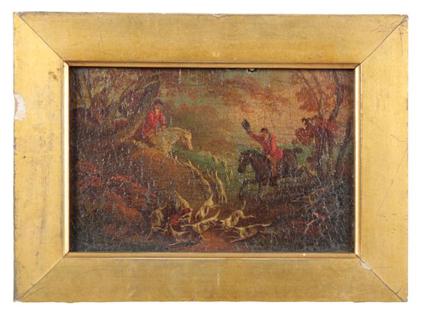 ENGLISH SCHOOL, 18TH CENTURY STYLE Two small hunting scenes