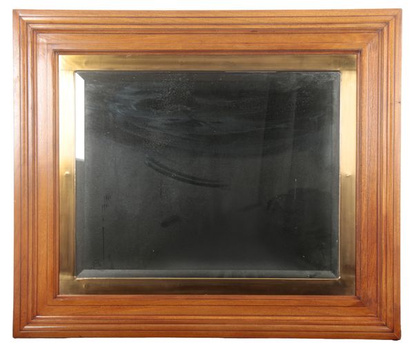 A CONTEMPORARY LIGHT OAK OVERMANTEL MIRROR BY RALPH LAUREN