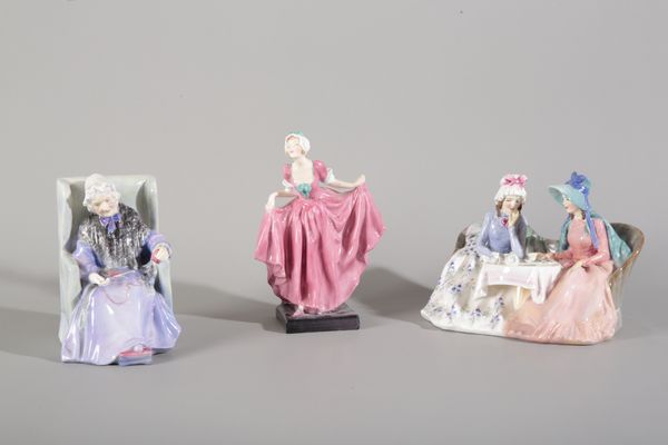 THREE EARLY ROYAL DOULTON POTTERY FIGURES