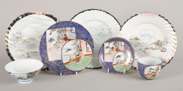 A GROUP OF THREE JAPANESE KUTANI WARE PLATES