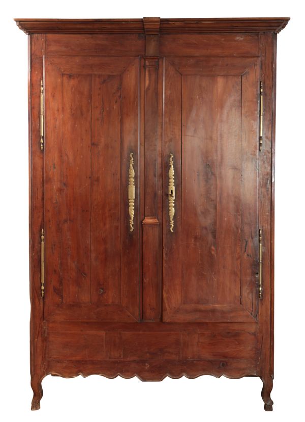 A FRENCH YEW WOOD ARMOIRE