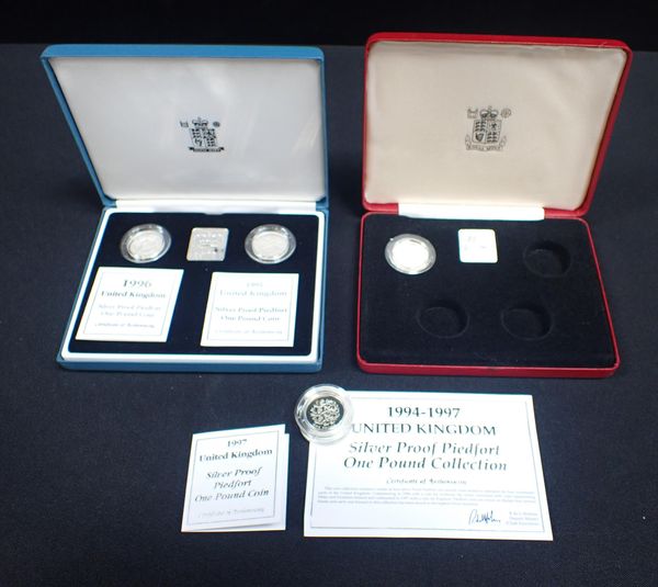 FOUR SILVER PROOF £1 COINS