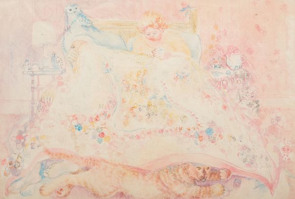 *ELIZABETH CRAMP (1929-2010) Interior with a couple in bed