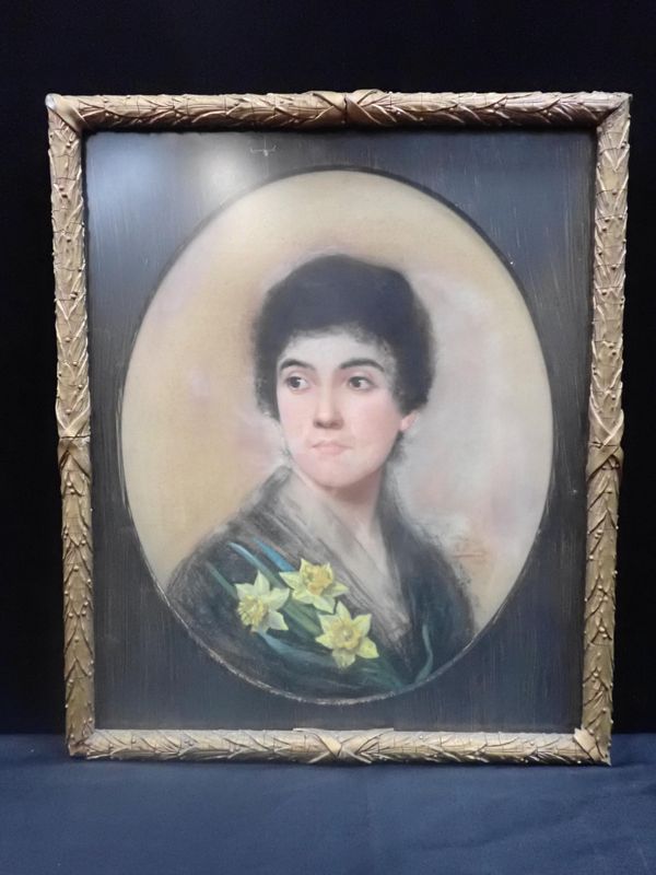 LADY WITH DAFFODILS, PASTEL