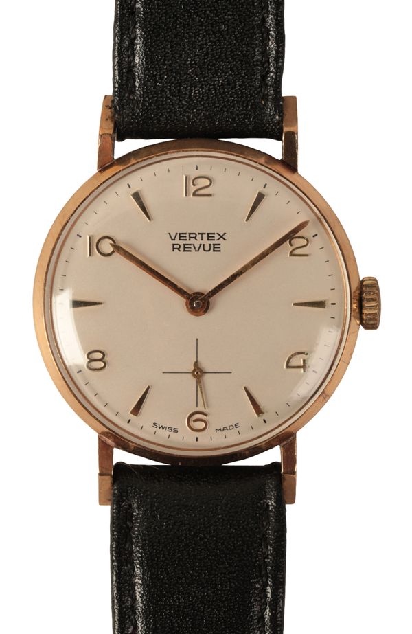 VERTEX REVUE: A GENTLEMAN'S  9CT GOLD WRISTWATCH