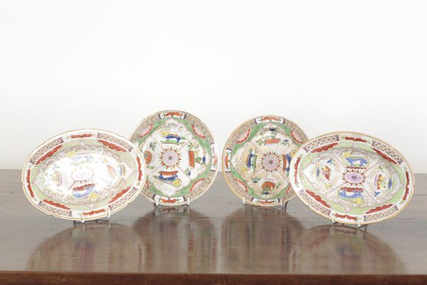 TWO SPODE PORCELAIN OVAL DISHES