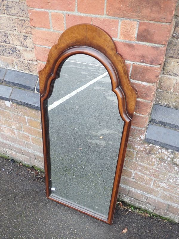 A GEORGE I STYLE WALNUT WALL MIRROR