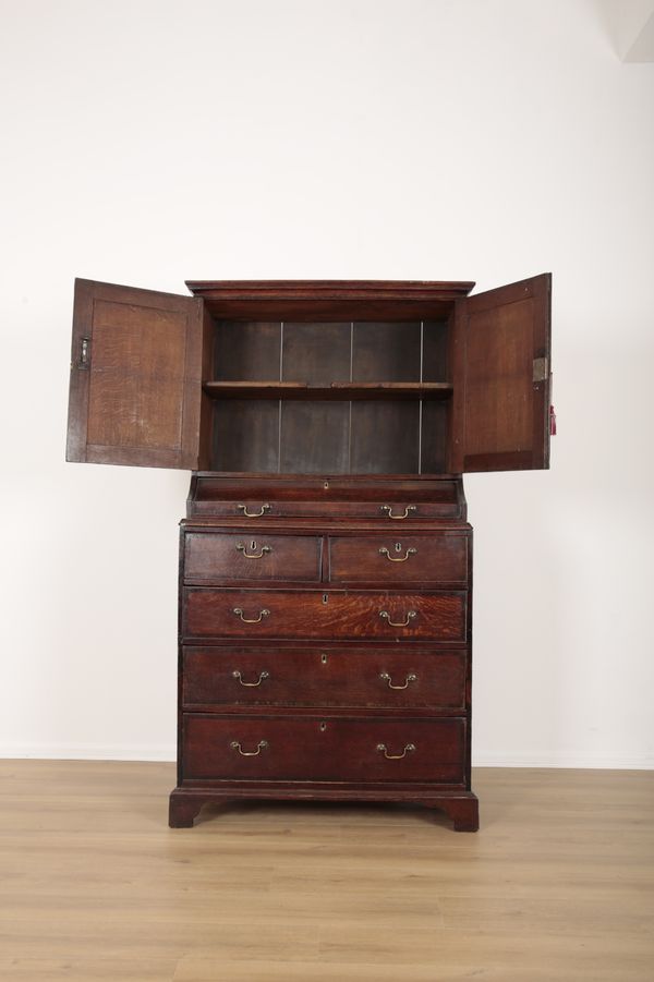 AN 18TH CENTURY OAK 'HOUSE KEEPERS' CUPBOARD