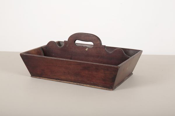 A MAHOGANY CUTLERY TRAY