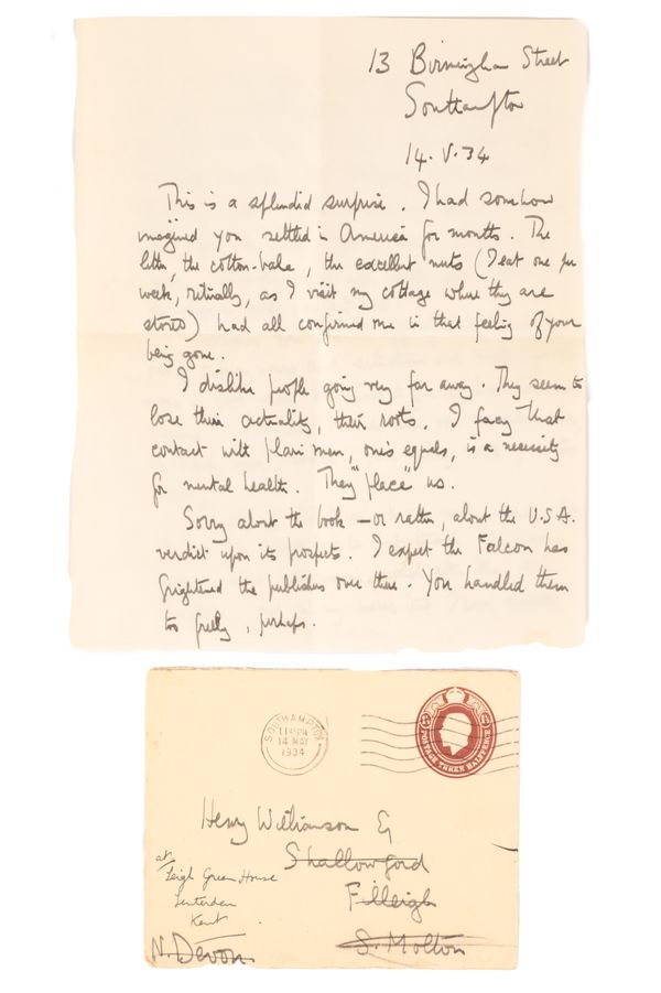 TE LAWRENCE LETTERS TO HENRY WILLIAMSON