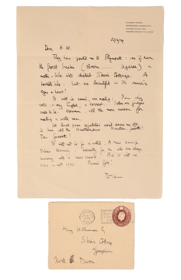TE LAWRENCE LETTERS TO HENRY WILLIAMSON